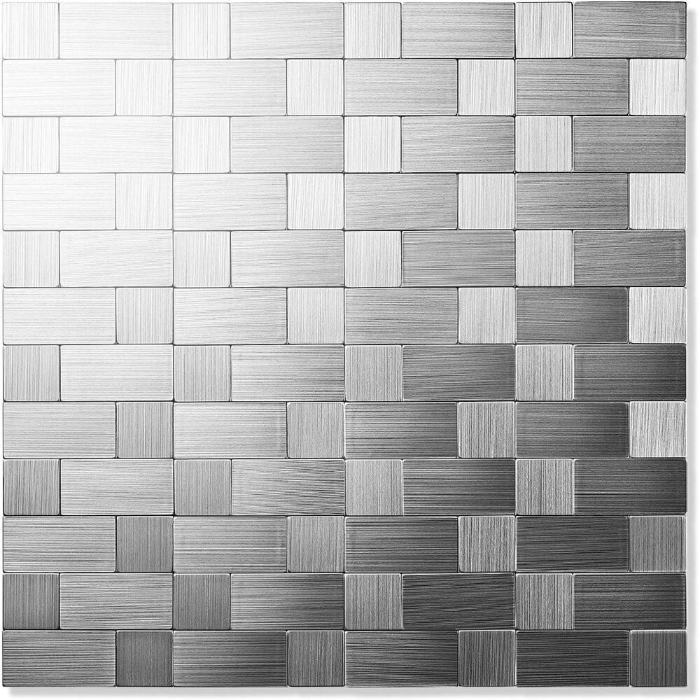 Peel and Stick Kitchen Backsplash 10-Sheet Stainless Steel